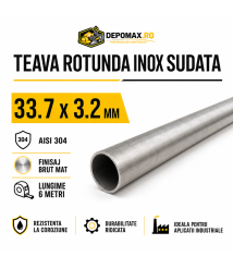 Teava rotunda inox sudata AISI 304, 33.7 x 3.2 mm, 6 metri